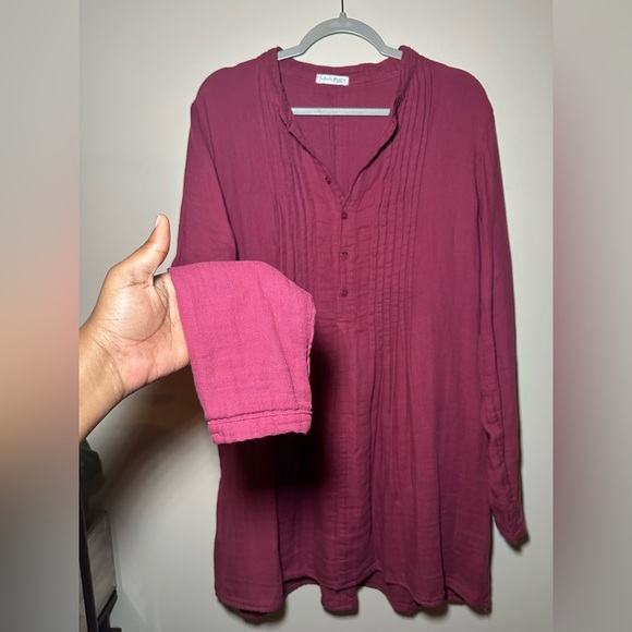 Free People X CP Shades Wine Yoko Tunic Top Women's Long Sleeve Size M - Picture 8 of 15
